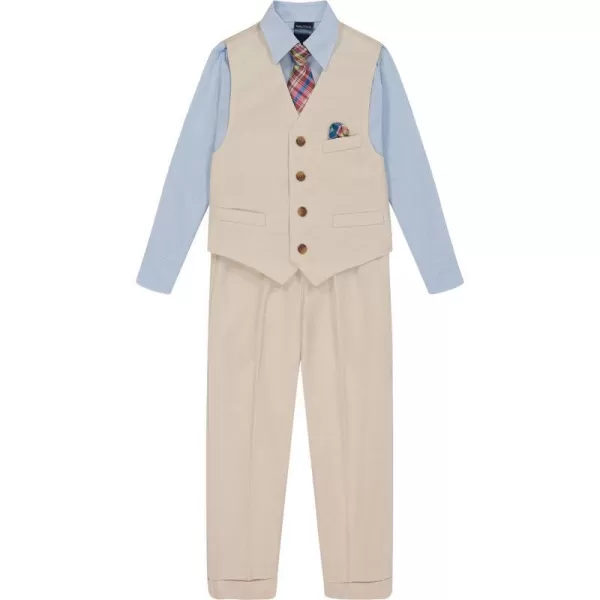 Nautica boys 4piece Vest Set With Dress Shirt Tie Vest and PantsSilvered Birch Linen