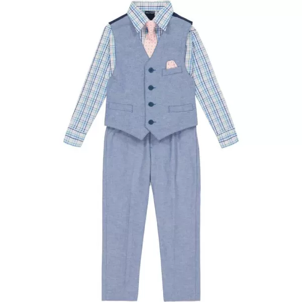 Nautica boys 4piece Vest Set With Dress Shirt Tie Vest and PantsTanzanite Linen