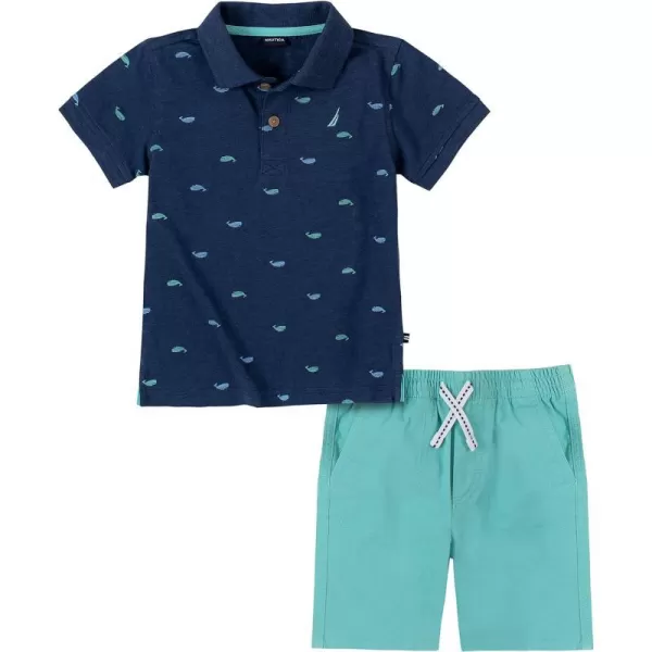 Nautica boys Polo Shorts SetNavyGreen