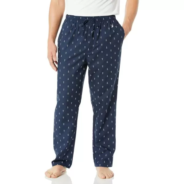 Nautica mens Soft Woven 100 Cotton Elastic Waistband Sleep Pajama PantDark Blue