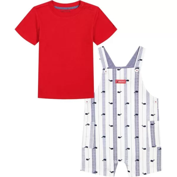 boys Nautica 2 Piece Shortall Set2 Piece Shortall SetRed  Stripe