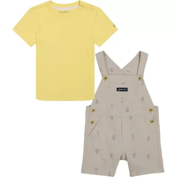 boys Nautica 2 Piece Shortall SetYellow  Khaki