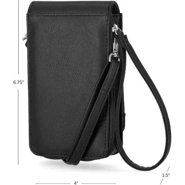 Nautica Catalina RFID Womens Crossbody Bag Vegan Leather Compact Cell Phone Shoulder Travel Purse HolderBlack