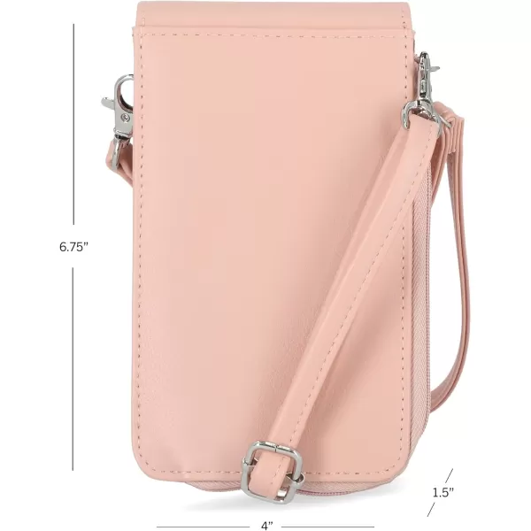 Nautica Catalina RFID Womens Crossbody Bag Vegan Leather Compact Cell Phone Shoulder Travel Purse HolderBlush