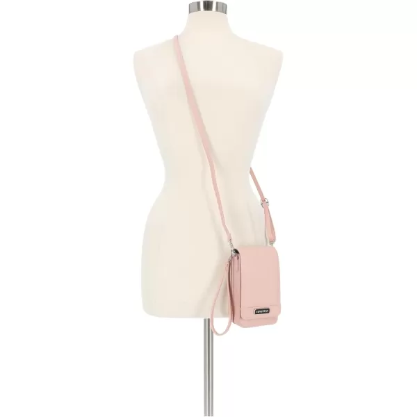 Nautica Catalina RFID Womens Crossbody Bag Vegan Leather Compact Cell Phone Shoulder Travel Purse HolderBlush
