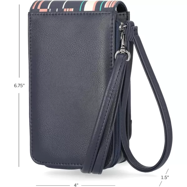 Nautica Catalina RFID Womens Crossbody Bag Vegan Leather Compact Cell Phone Shoulder Travel Purse HolderRibbon Stripe