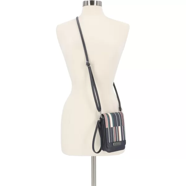 Nautica Catalina RFID Womens Crossbody Bag Vegan Leather Compact Cell Phone Shoulder Travel Purse HolderRibbon Stripe