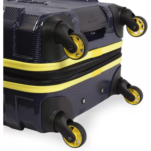 Nautica Maker Hardside Spinner Luggage lightweight NavyYellow CarryOn 21InchNavyYellow