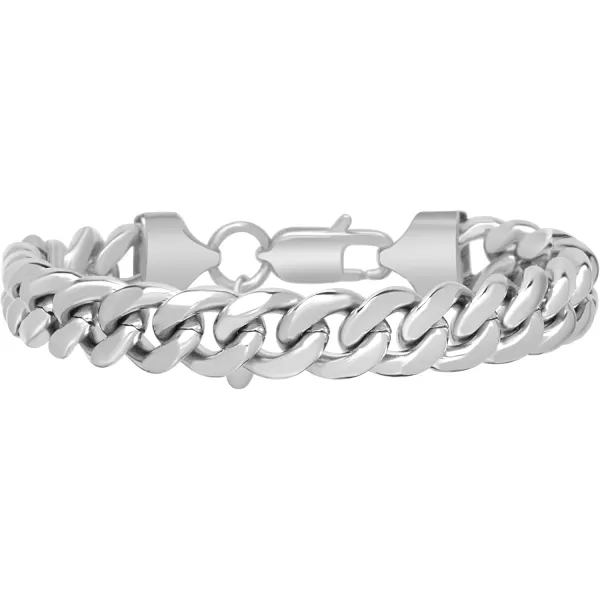 Nautica Mens Bracelet  Stainless Steel Miami Cuban Flat Link Chain Bracelet10 MM