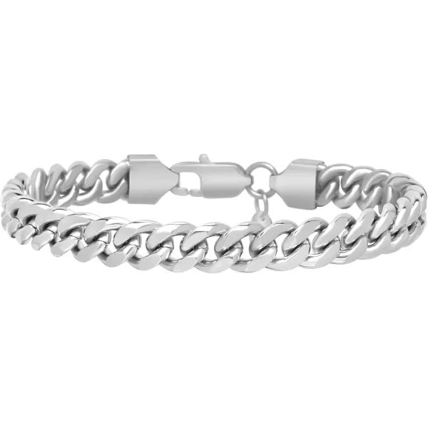 Nautica Mens Bracelet  Stainless Steel Miami Cuban Flat Link Chain Bracelet8 MM