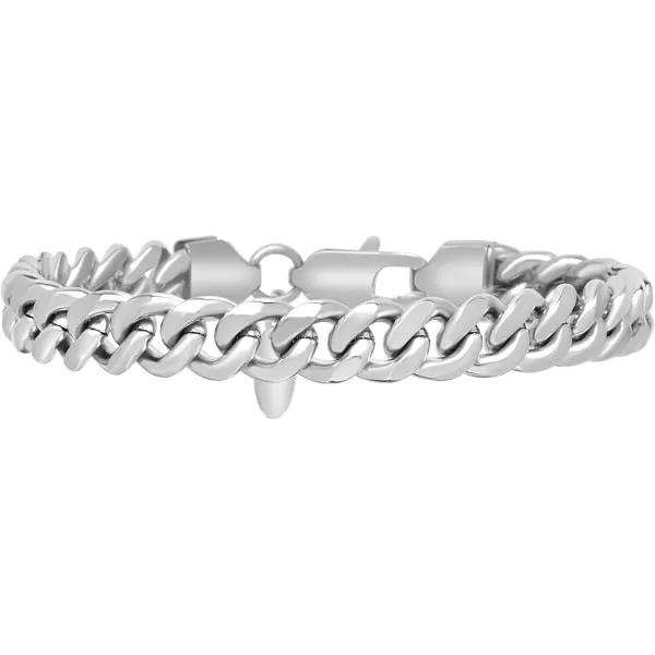 Nautica Mens Bracelet  Stainless Steel Miami Cuban Flat Link Chain Bracelet8 MM