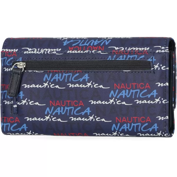 Nautica Money Manager RFID Slim and Small Wallet for Women  Credit Card Holder with Coin Purse and Zipper Wallet Womens Clutch OrganizerAmericana