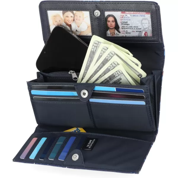 Nautica Money Manager RFID Slim and Small Wallet for Women  Credit Card Holder with Coin Purse and Zipper Wallet Womens Clutch OrganizerAmericana