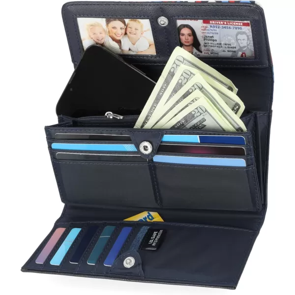 Nautica Money Manager RFID Slim and Small Wallet for Women  Credit Card Holder with Coin Purse and Zipper Wallet Womens Clutch OrganizerAmericana II