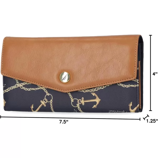 Nautica Money Manager RFID Slim and Small Wallet for Women  Credit Card Holder with Coin Purse and Zipper Wallet Womens Clutch OrganizerAnchor Aweigh