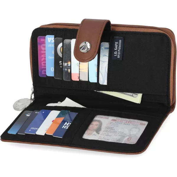 Nautica Womens  Be Shore Vegan Leather RFID Wallet  Zip Around Clutch Large Slim Phone Case and MultiCard Organizer PlumEarth