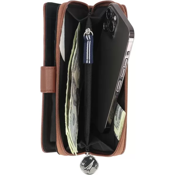 Nautica Womens  Be Shore Vegan Leather RFID Wallet  Zip Around Clutch Large Slim Phone Case and MultiCard Organizer PlumEarth