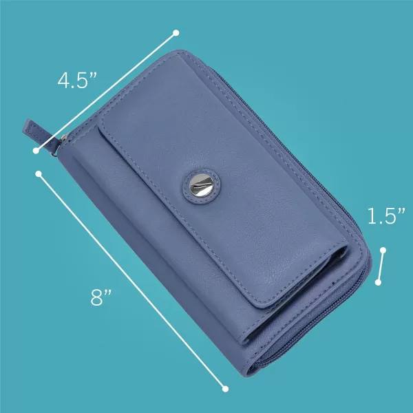 Nautica Womens  Bulk Cargo Vegan Leather RFID Wallet  Fashionable Zip Around Large Clutch with Phone Case and MultiCard Organizer EarthMarine