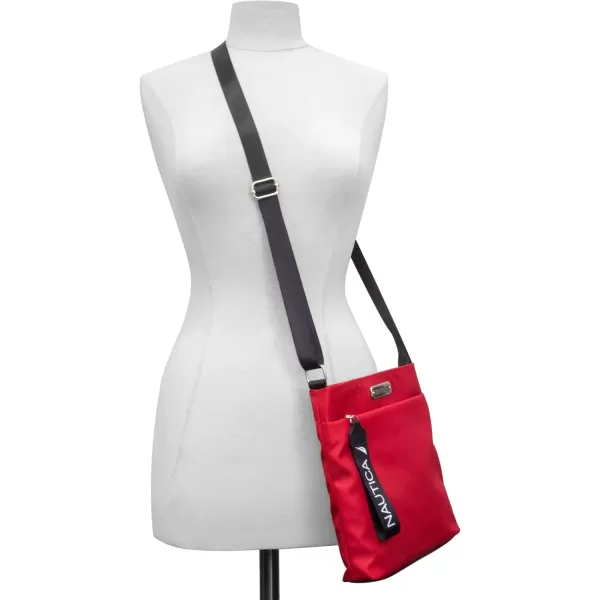 Nautica Womens Diver Nylon Small Womens Crossbody Bag Purse with Adjustable Shoulder StrapRed