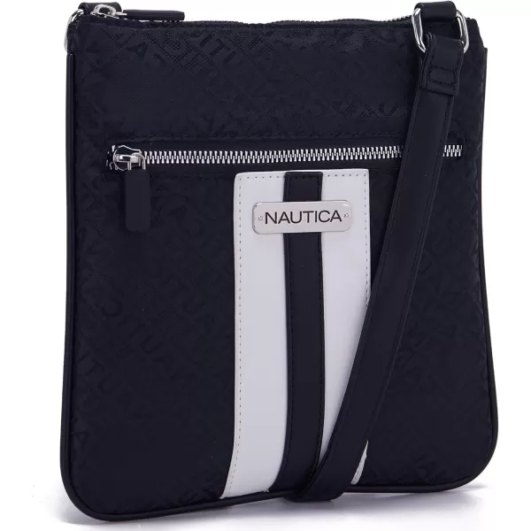 Nautica Womens Lakeside Signature Jaquard North South Crossbody BagBlack