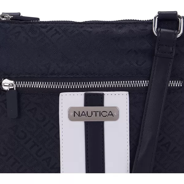 Nautica Womens Lakeside Signature Jaquard North South Crossbody BagBlack