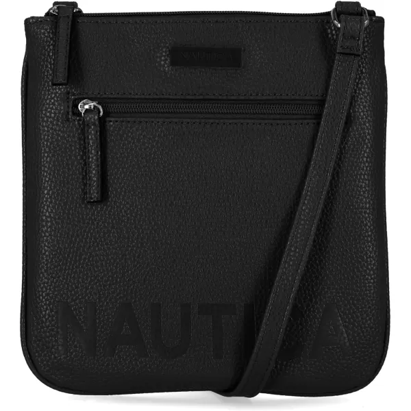 Nautica Womens Lakeside Signature Jaquard North South Crossbody BagBlack Out and About