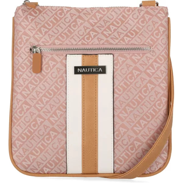 Nautica Womens Lakeside Signature Jaquard North South Crossbody BagBlush