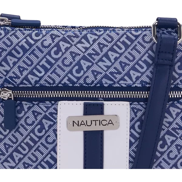 Nautica Womens Lakeside Signature Jaquard North South Crossbody BagIndigo