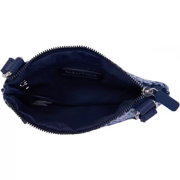 Nautica Womens Lakeside Signature Jaquard North South Crossbody BagIndigo