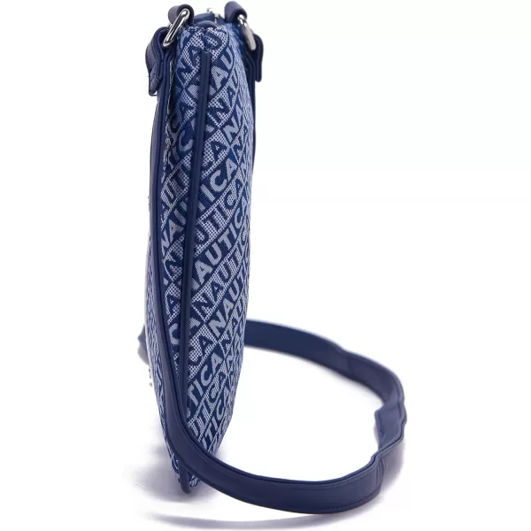 Nautica Womens Lakeside Signature Jaquard North South Crossbody BagIndigo