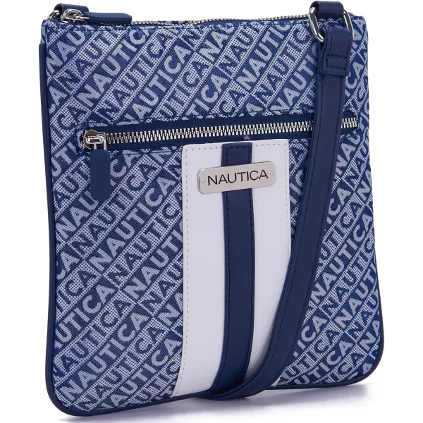 Nautica Womens Lakeside Signature Jaquard North South Crossbody BagIndigo