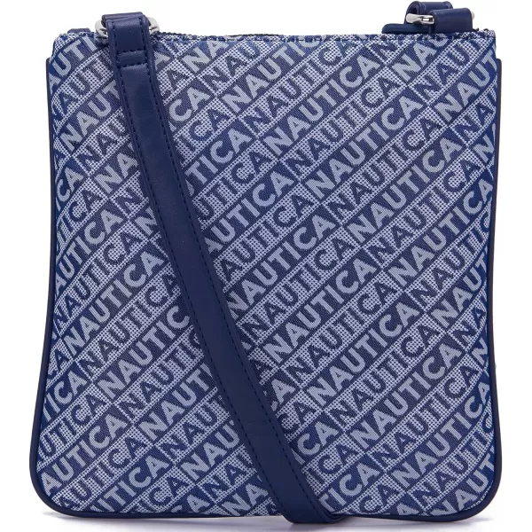 Nautica Womens Lakeside Signature Jaquard North South Crossbody BagIndigo