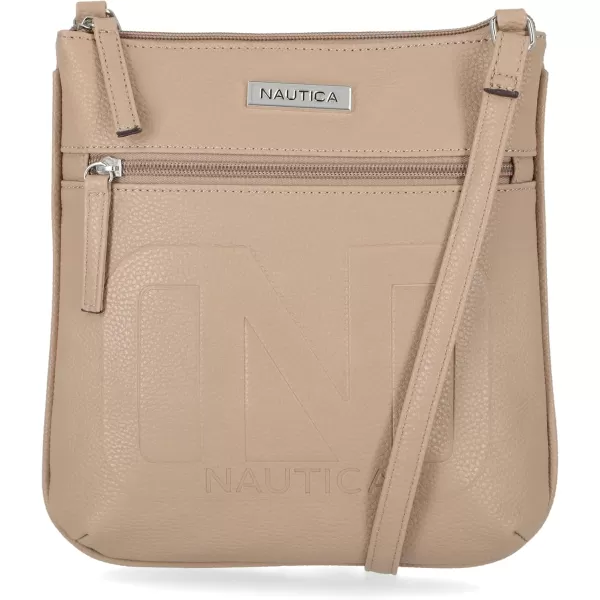 Nautica Womens Lakeside Signature Jaquard North South Crossbody BagMushroom Bannerman