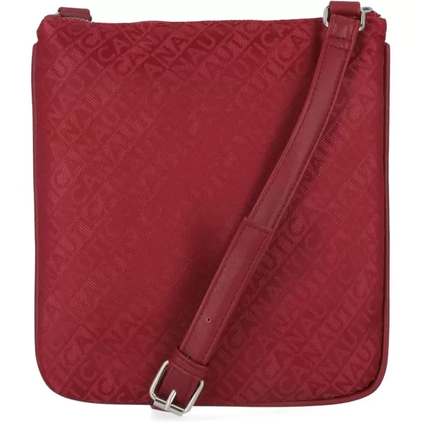 Nautica Womens Lakeside Signature Jaquard North South Crossbody BagRed