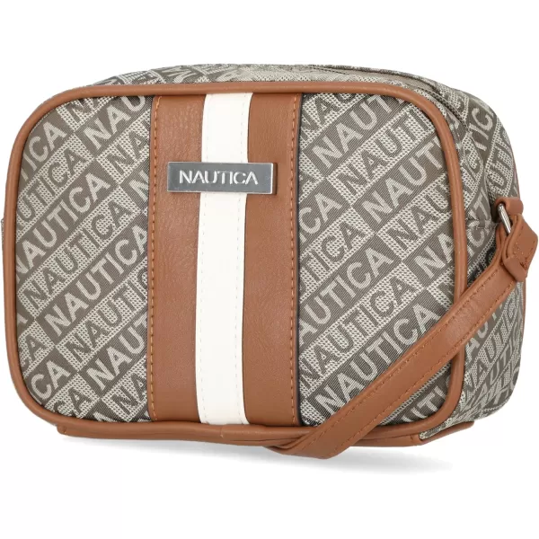 Nautica Womens Nautica Candid Camera Adjustable Crossbody BagKhaki Lakeside Jacquard