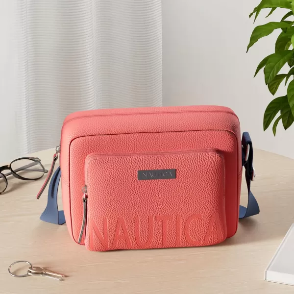 Nautica Womens Out and About Adjustable Crossbody Bag PurseRed