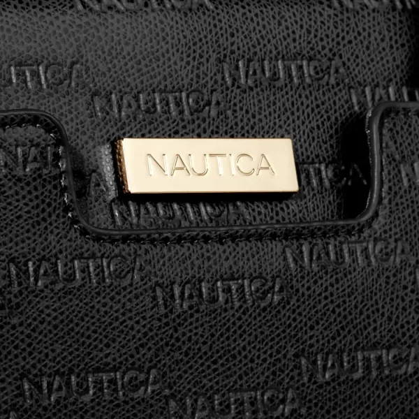 Nautica Womens Sandy Jr Top Handel Satchel with Removable Crossbody StrapBlack Embossed Logo