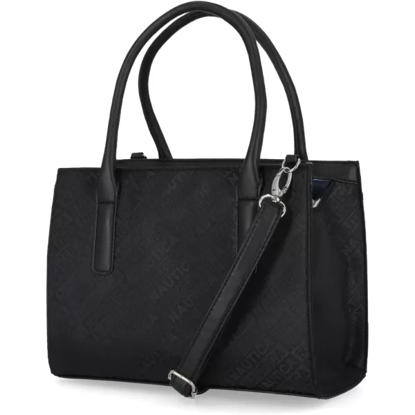 Nautica Womens Sandy Jr Top Handel Satchel with Removable Crossbody StrapBlack Jacquard