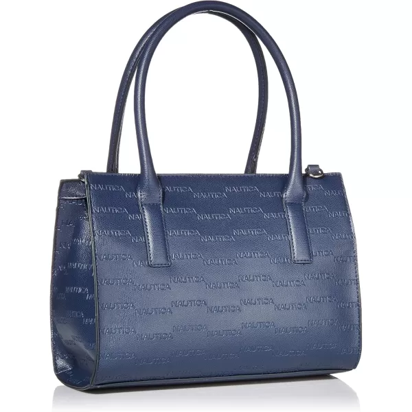 Nautica Womens Sandy Jr Top Handel Satchel with Removable Crossbody StrapNavy Embossed Logo