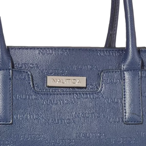 Nautica Womens Sandy Jr Top Handel Satchel with Removable Crossbody StrapNavy Embossed Logo