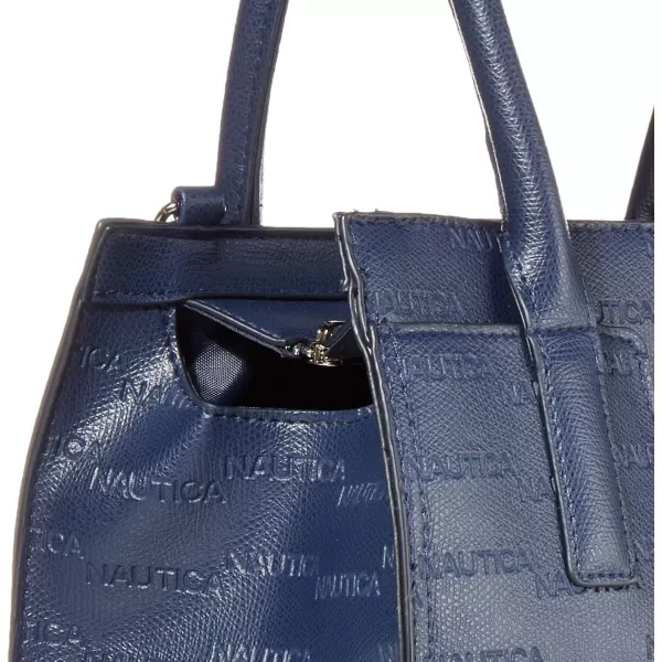 Nautica Womens Sandy Jr Top Handel Satchel with Removable Crossbody StrapNavy Embossed Logo