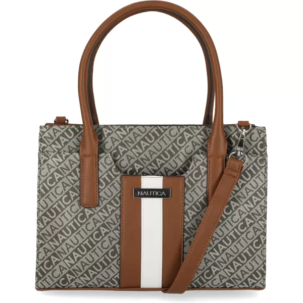 Nautica Womens Sandy Jr Top Handel Satchel with Removable Crossbody StrapOlive Lakeside Jacquard