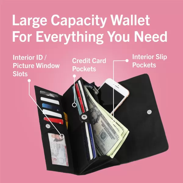 Nautica Womens The Perfect CarryAll Money Manager Wallet Oraganizer with RFID Blocking WalletBlack