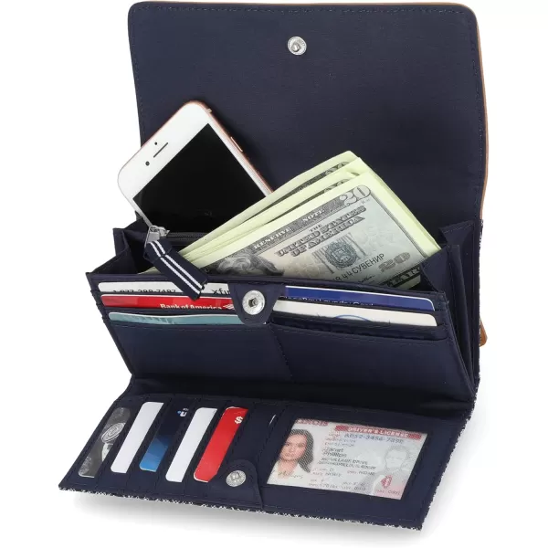 Nautica Womens The Perfect CarryAll Money Manager Wallet Oraganizer with RFID Blocking WalletIndigo Jacquard