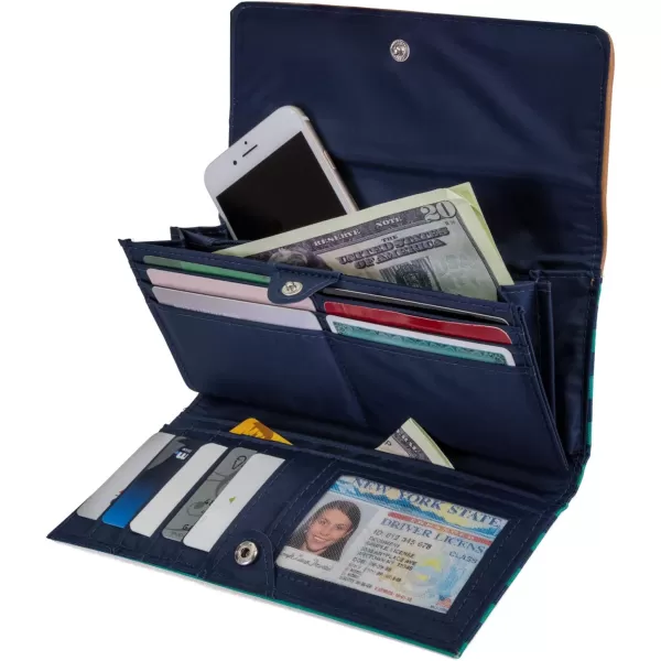Nautica Womens The Perfect CarryAll Money Manager Wallet Oraganizer with RFID Blocking WalletSpectra Green