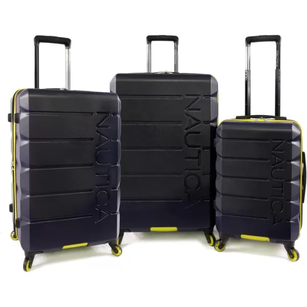 NAUTICA Lightview 3pc Hardside Luggage Set NavyYellow