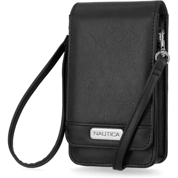 Nautica Catalina RFID Womens Crossbody Bag Vegan Leather Compact Cell Phone Shoulder Travel Purse HolderBlack