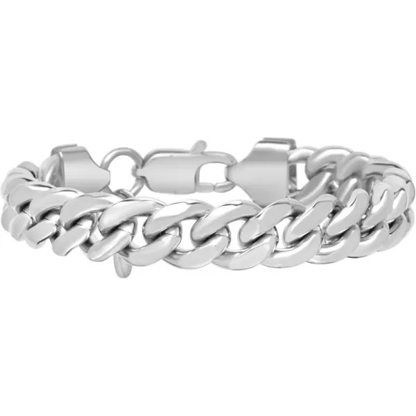 Nautica Mens Bracelet  Stainless Steel Miami Cuban Flat Link Chain Bracelet10 MM