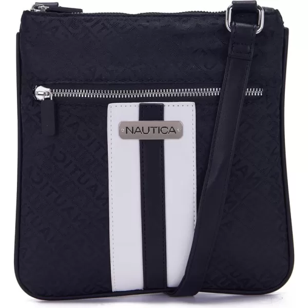 Nautica Womens Lakeside Signature Jaquard North South Crossbody BagBlack