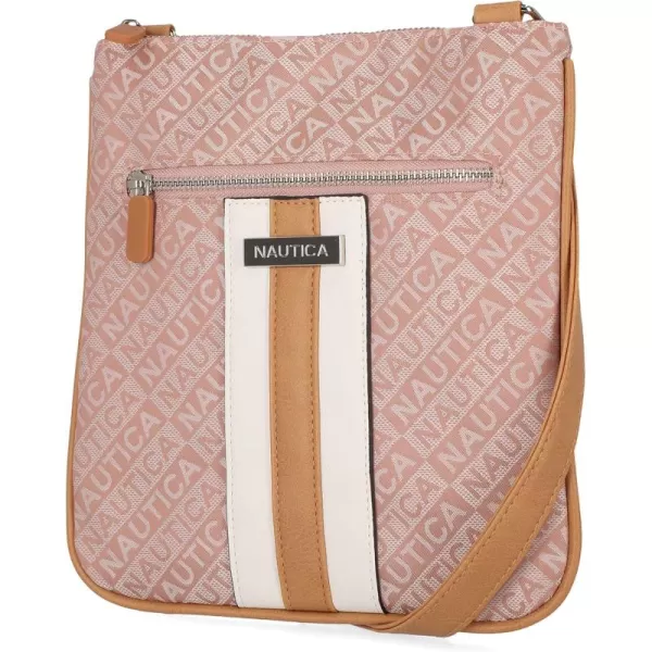 Nautica Womens Lakeside Signature Jaquard North South Crossbody BagBlush